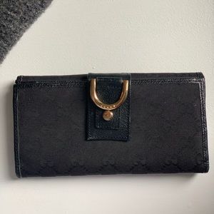 Gucci Logo Leather / Canvas Wallet